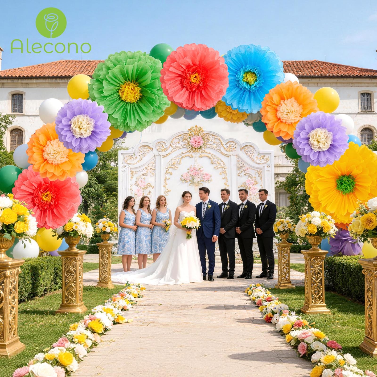 6 PCS Giant Paper Flowers Extra Large Handcrafted Wall Decor 31/24/20 Inch