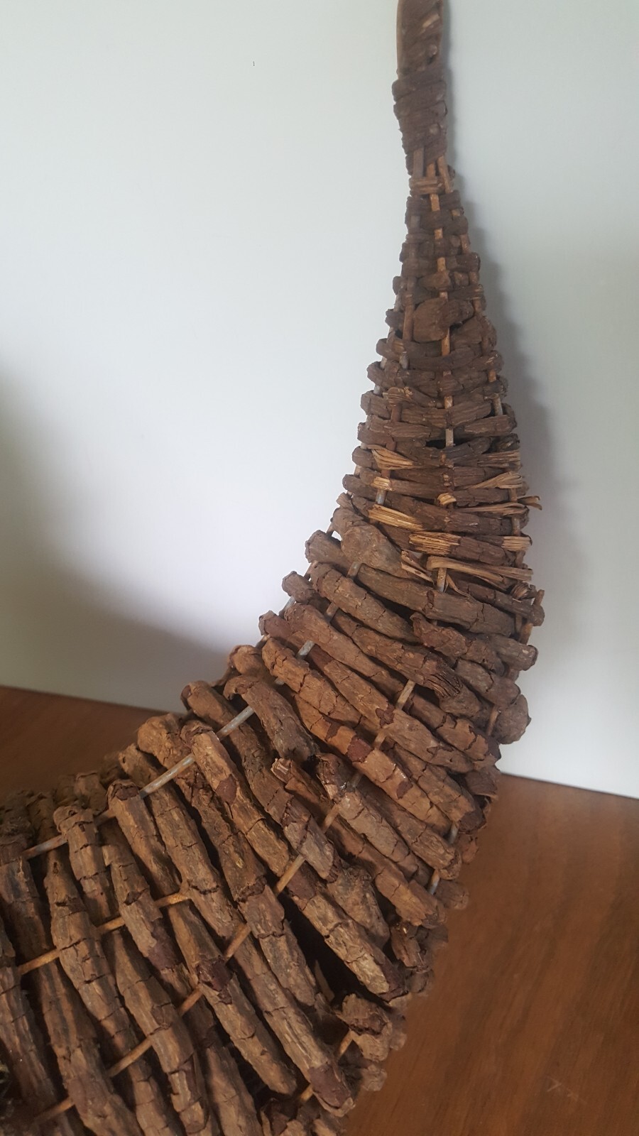 Vtg Handwoven Cornucopia Horn of Plenty Large Arrangement Centerpiece