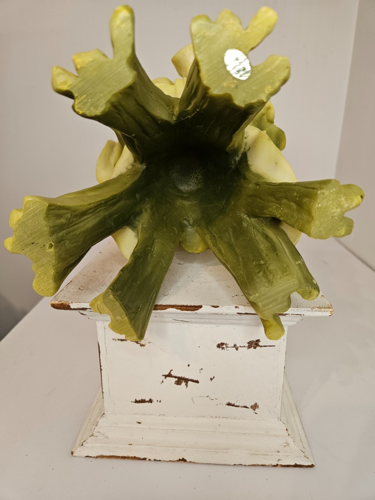 resin calla lily, yellow and green, vintage, 1970s retro