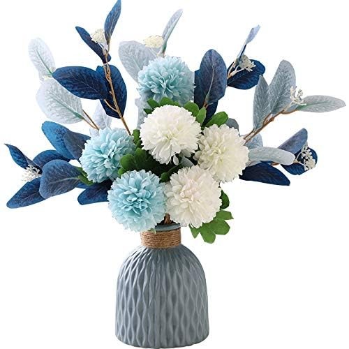 Artificial Flowers with Ceramic Vase Faux Hydrangea Flower Arrangements Table…