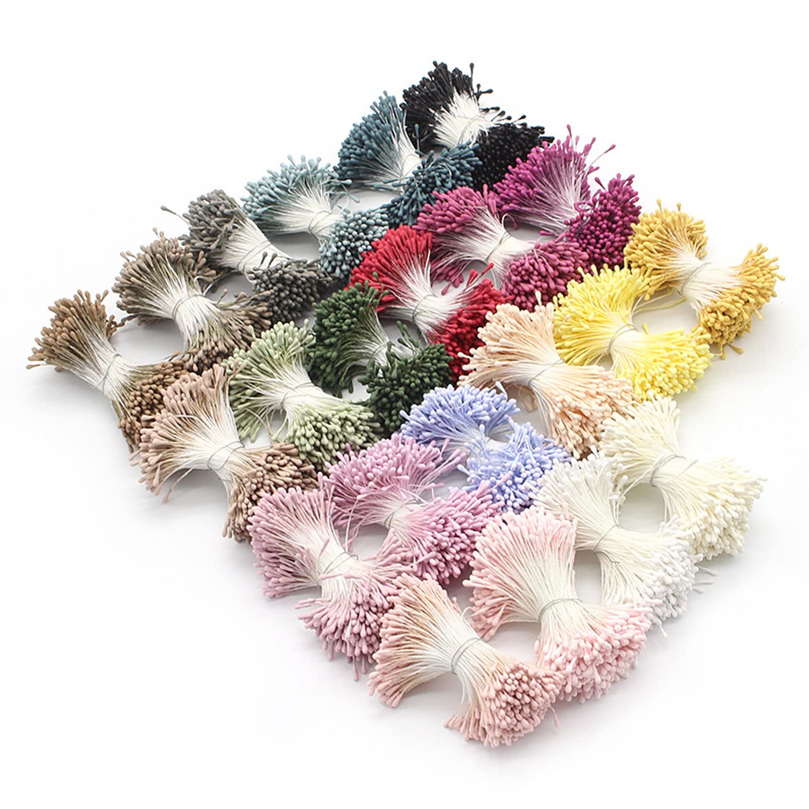 1000 Pcs Artificial Pearl Flower Stamen,Mini Double Heads Mix Color Flower Pi…