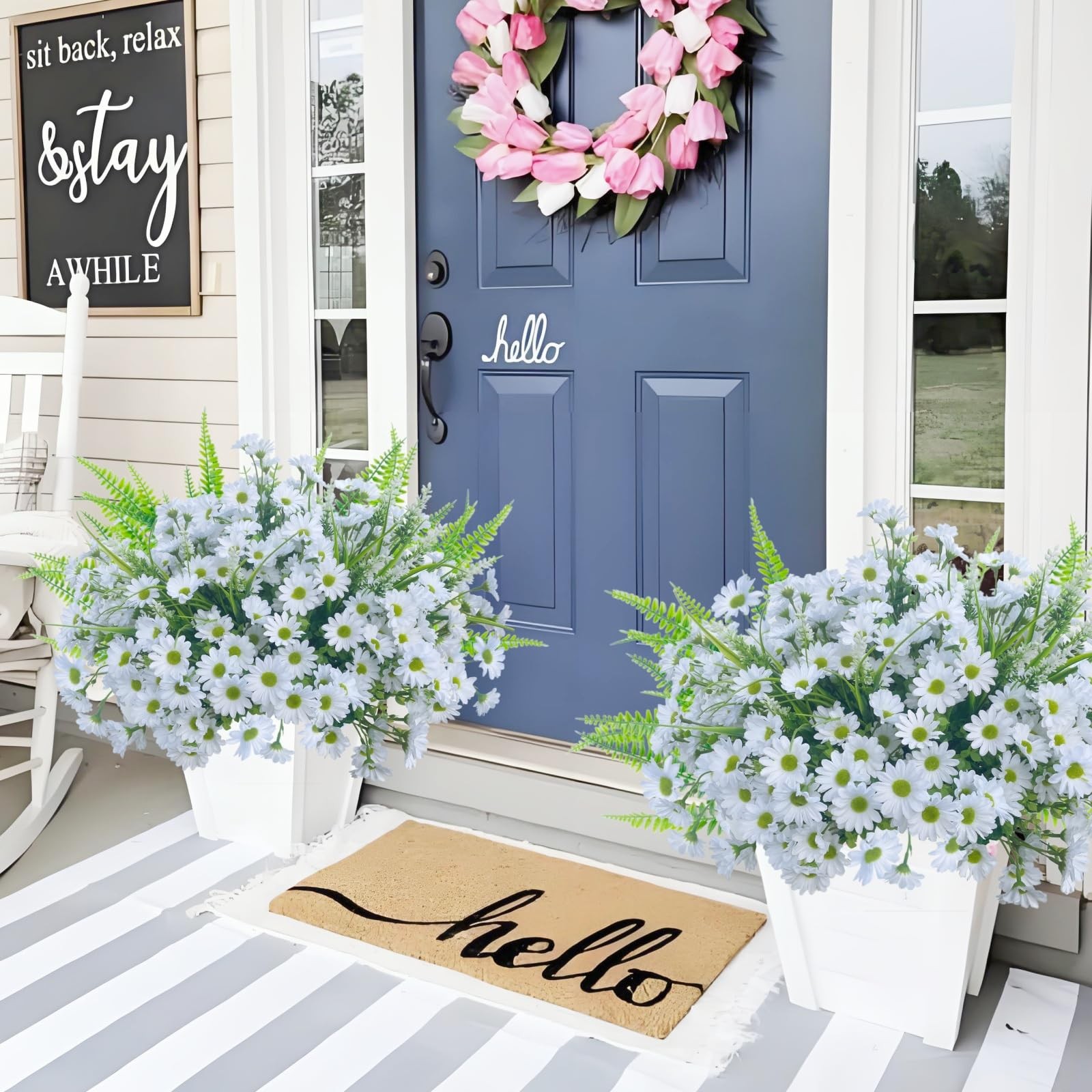 Spring Artificial Daisy Flowers Fake Plants for Outdoor Outside, 12 Bundles F…