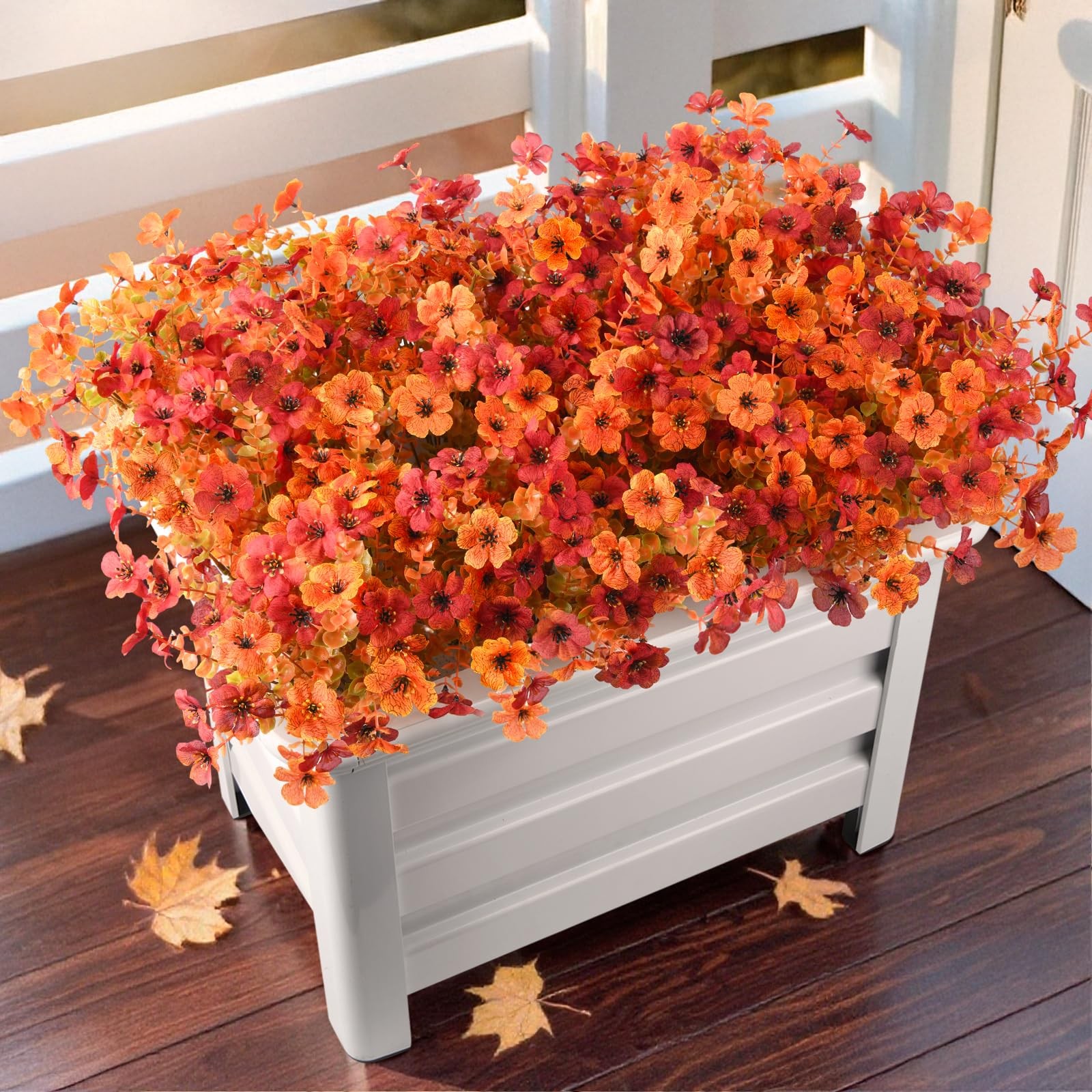 Artificial Fall Flowers for Outdoor, 12 Bundles Multicolor Fake Fall Plants …
