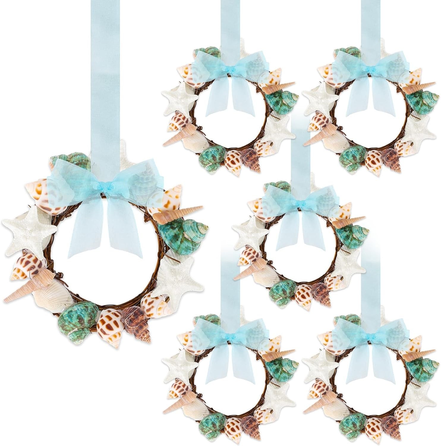 6 Pcs Mini Baby Breath Hanging Wreaths Gypsophila Candle Rings Pillar Holder
