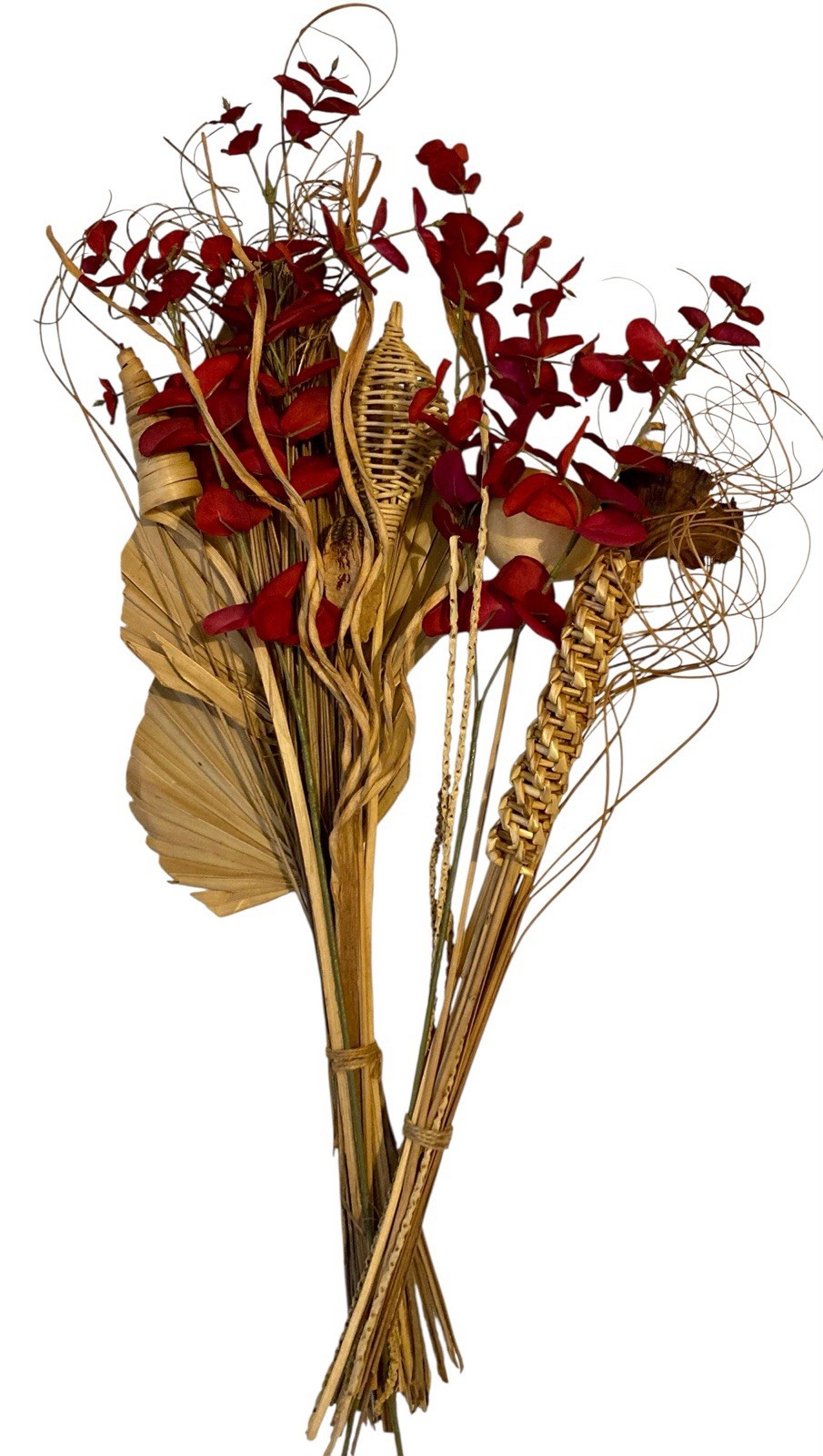 Boho Dried Flower Arrangements 2 Bunches Palm Spears Eucalyptus Seed Pods Decor