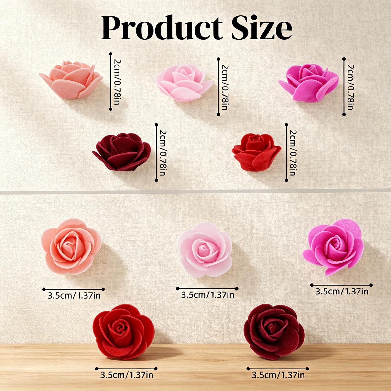 100PCS 1.38in PE Foam Artificial Flowers, Rose