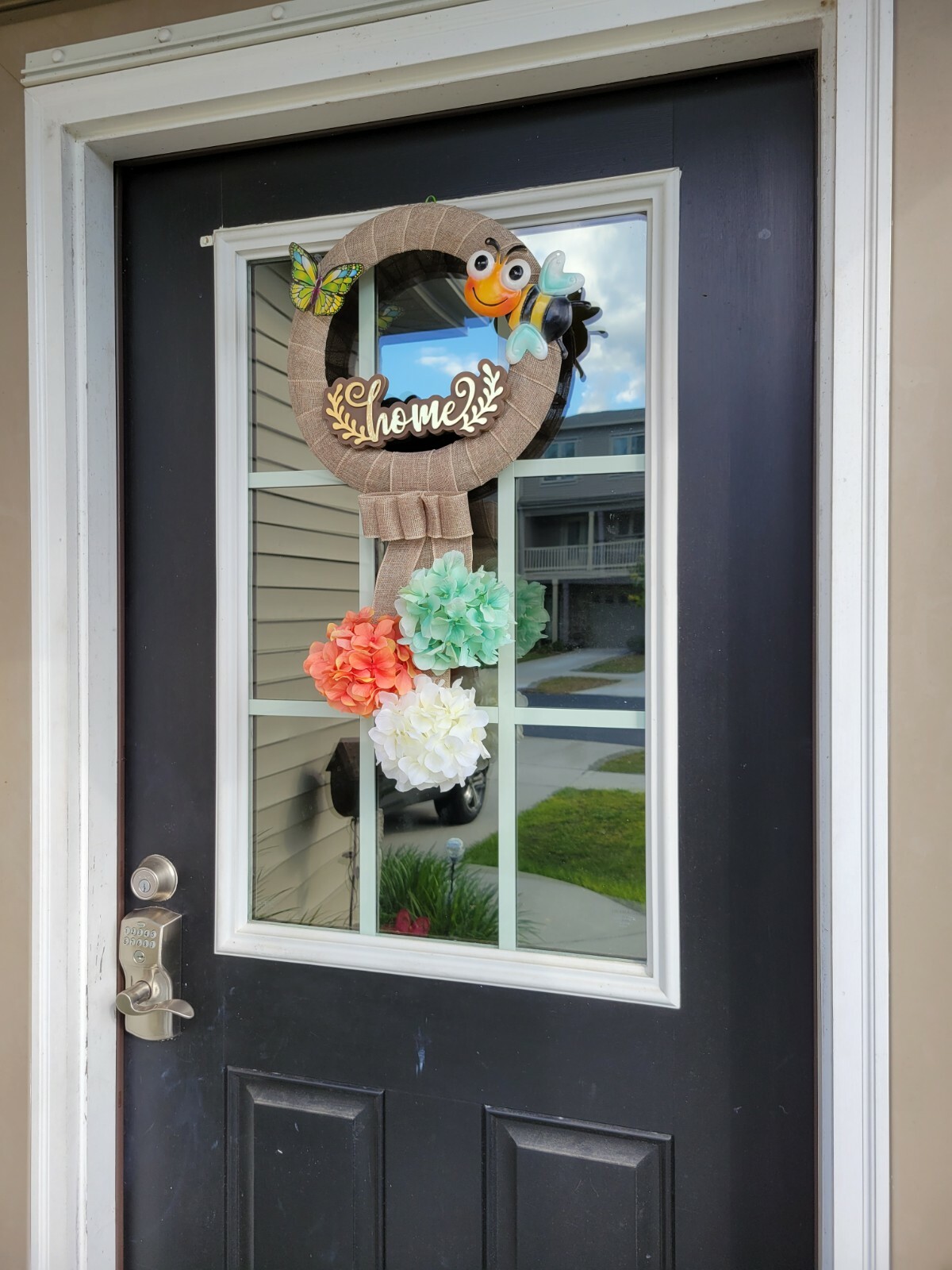 Golden HOME coral 3D BUTTERFLY wreat WHITE TEAL Hydrangeas HAPPY BEE burlap Door