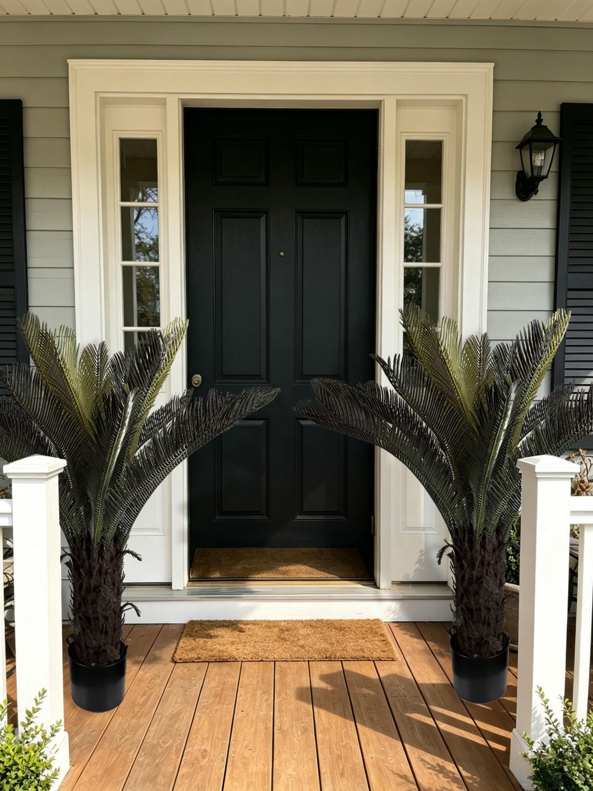 2 Pcs 120cm Artificial Sago Palm Cycas Tree Full Foliage Potted Cycad Home Decor