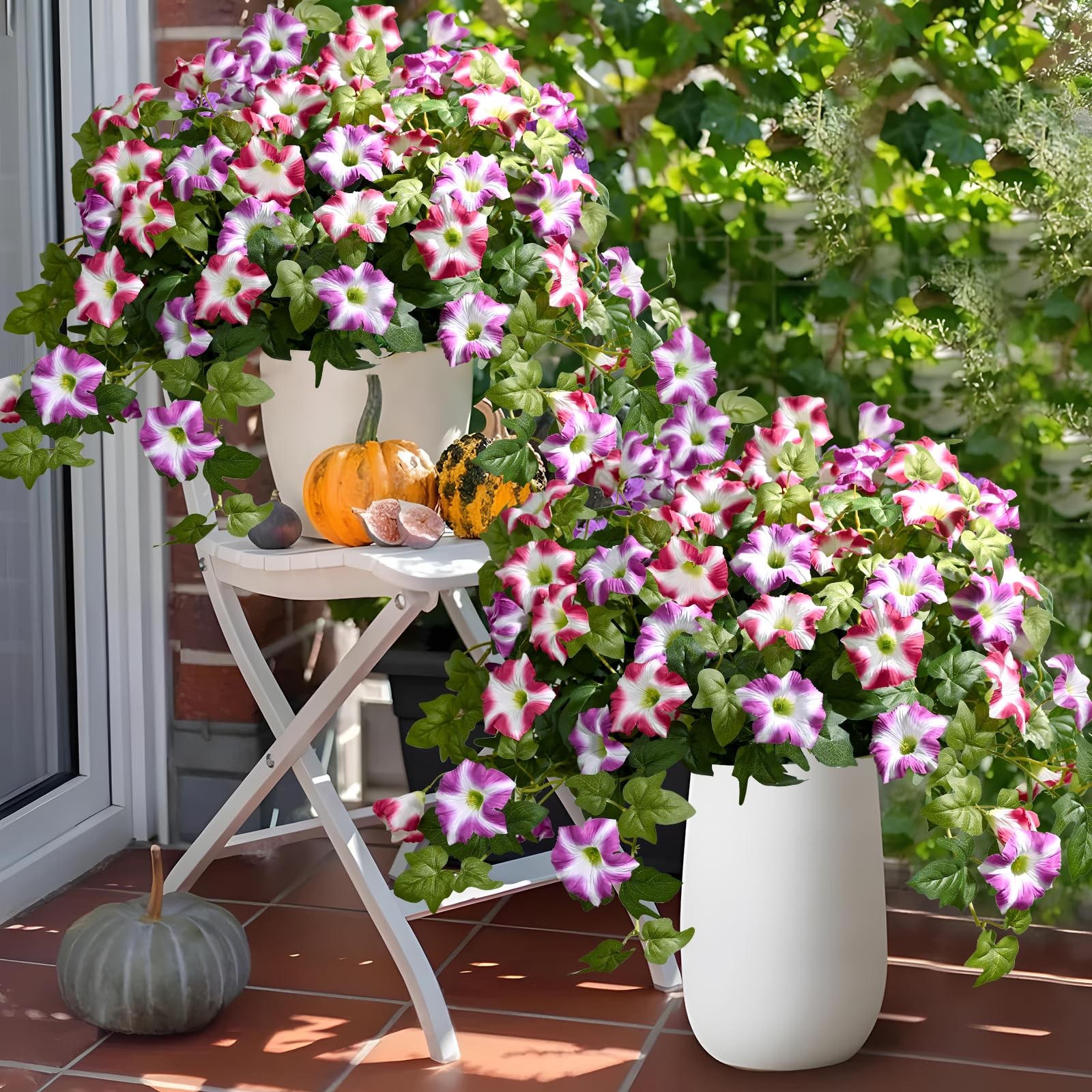 Artificial Flowers for Outdoors, 2Pcs Artificial Petunias UV Resistant Realis…