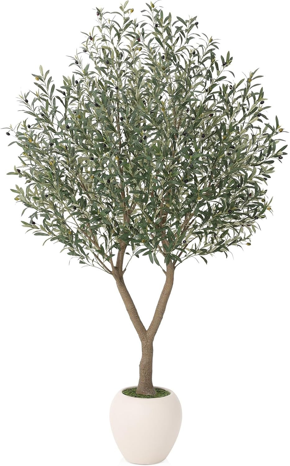 8Ft Faux Olive Tree in White Planter – Lush Indoor Decor for Home & Office