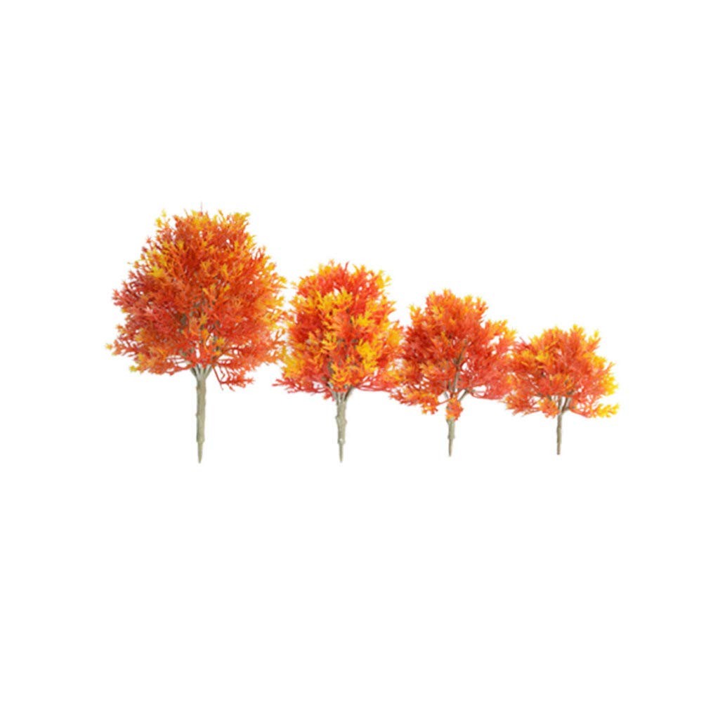 4 PCS Mini Maple Tree Plant Artificial Plastic Model Miniature Figurine Decor