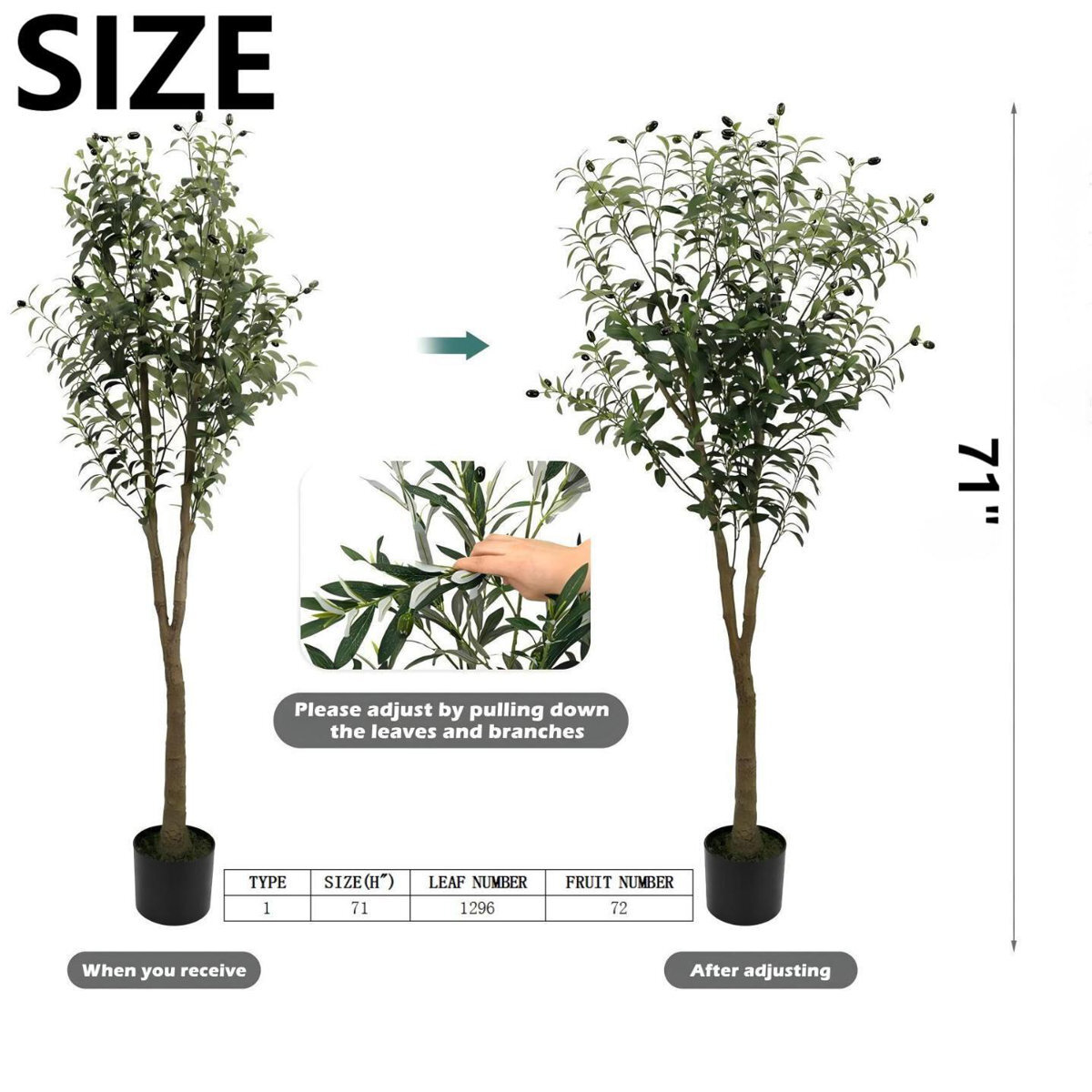 Colourtree Artificial Olive Tree with Plant Pot for Office Home, Living Room