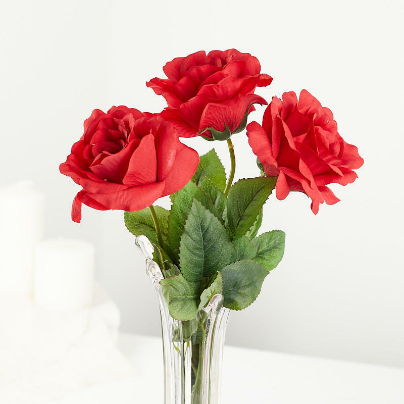 Factory Direct Craft Cerise Pink Artificial Open Rose Spray Bundle