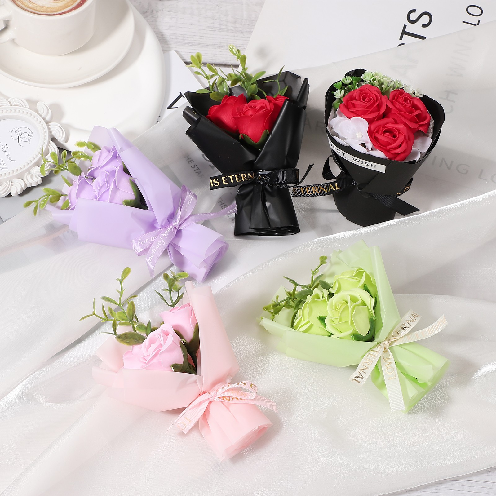 Light Green Rose Dried Flower Bouquet, Car Vent Clip Scent Diffuser, Style 5
