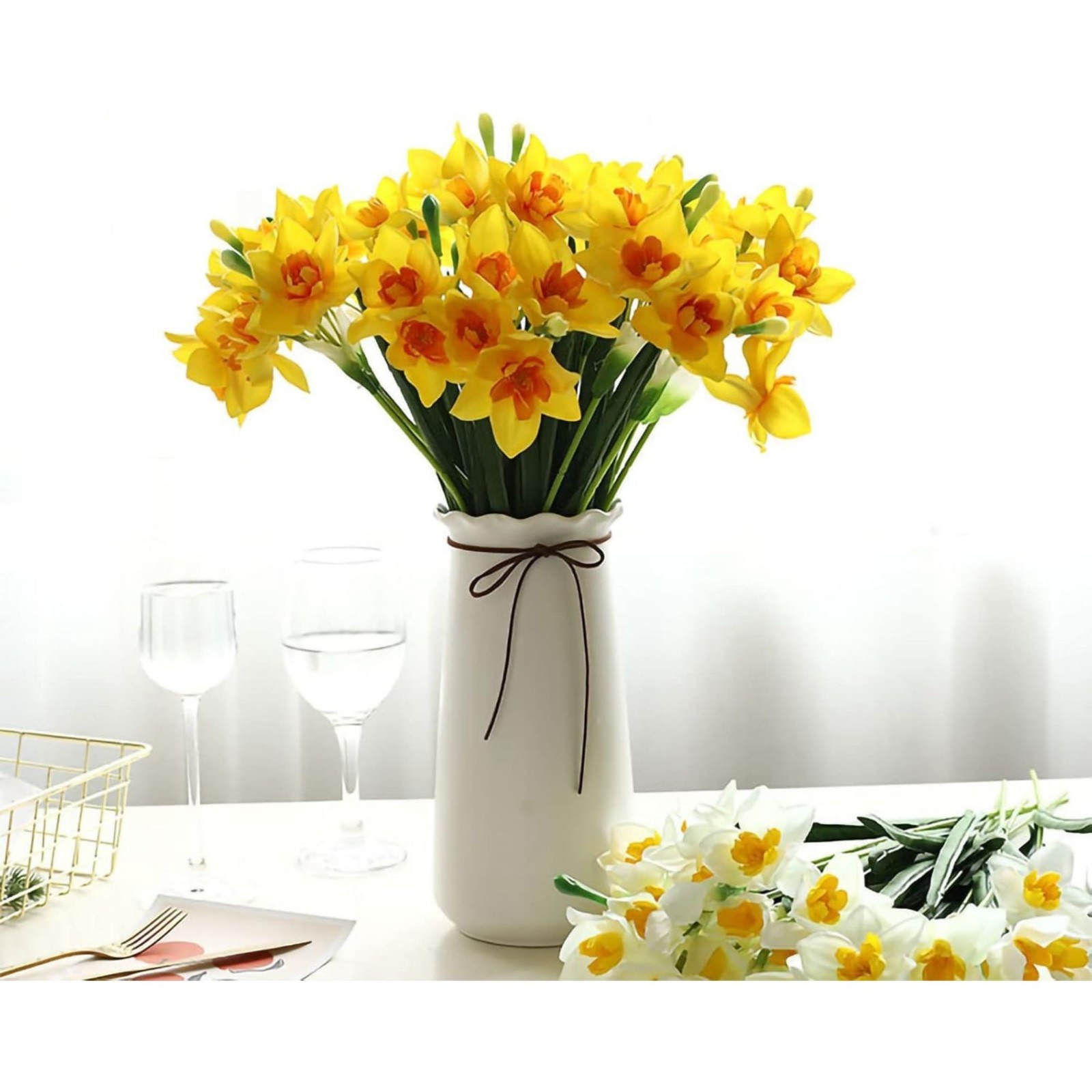 Yellow Artificial Daffodil Stems – Silk Spring Flowers (Set of 10)