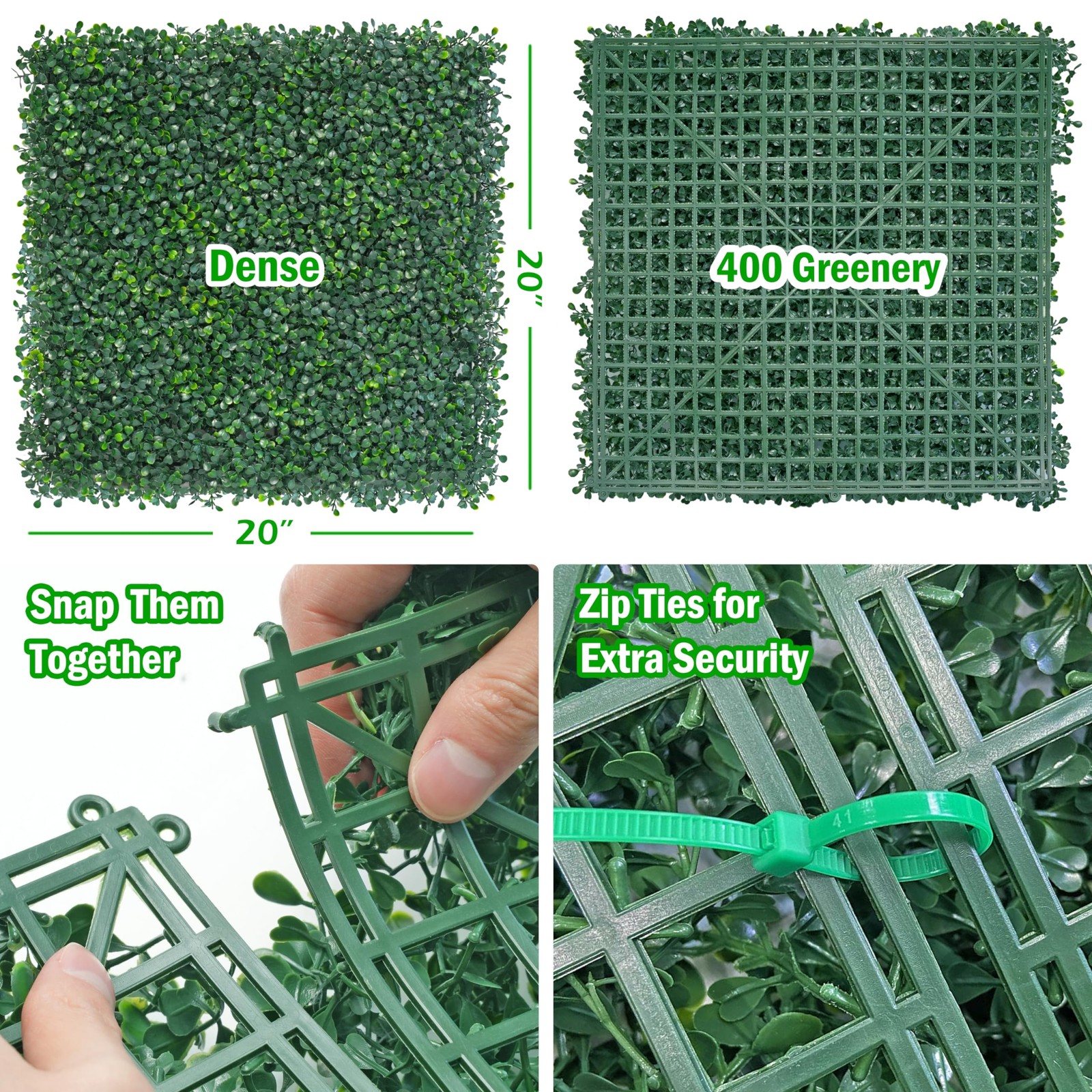 BCBLF 12pc 20×20 Green Boxwood Grass Wall Panels