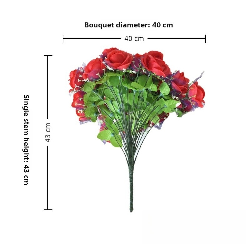 Wedding For Home decor bouquet 36 peach silk roses with purple gauze 43cm tall