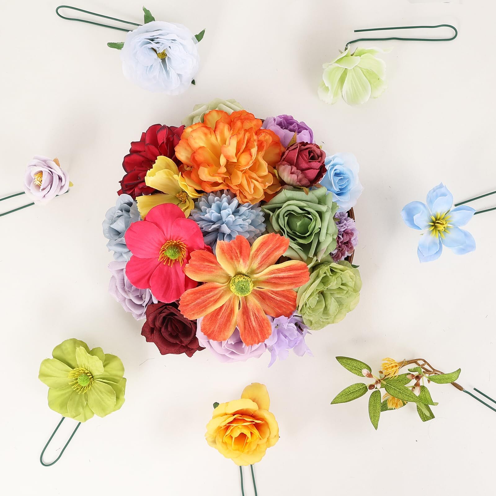 Rainbow Colorful Flowers Combo Box Artificial Bouquets Party Baby Shower