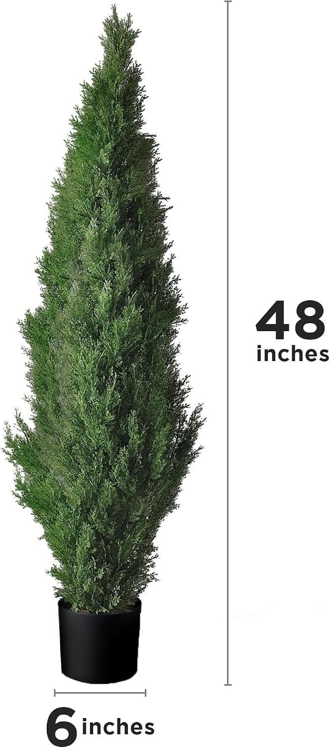 Faux Cedar Trees for Garden Decor – 2-Pack, UV Resistant