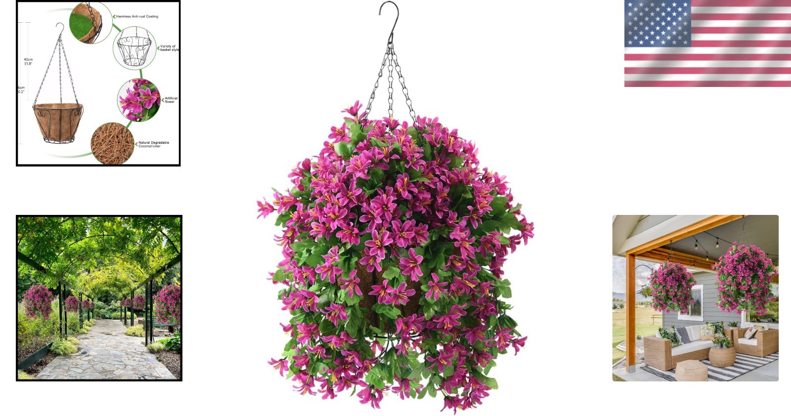 Stunning Silk Violet Hanging Flower Arrangement – Perfect for Indoor & Outdoor