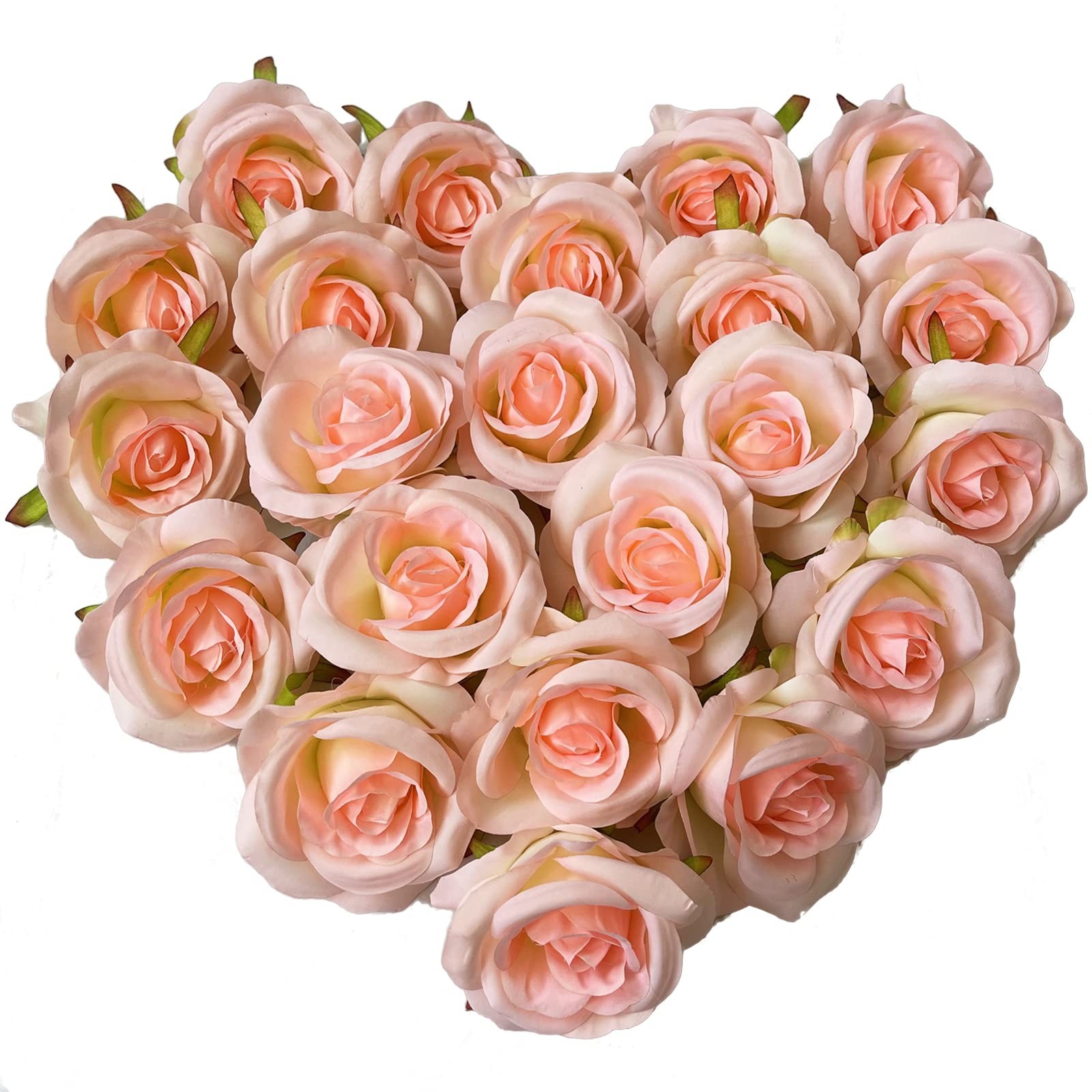 3.5 Inch Artificial Rose Flower Heads 20 Pcs Real Looking Light Pink Roses He…