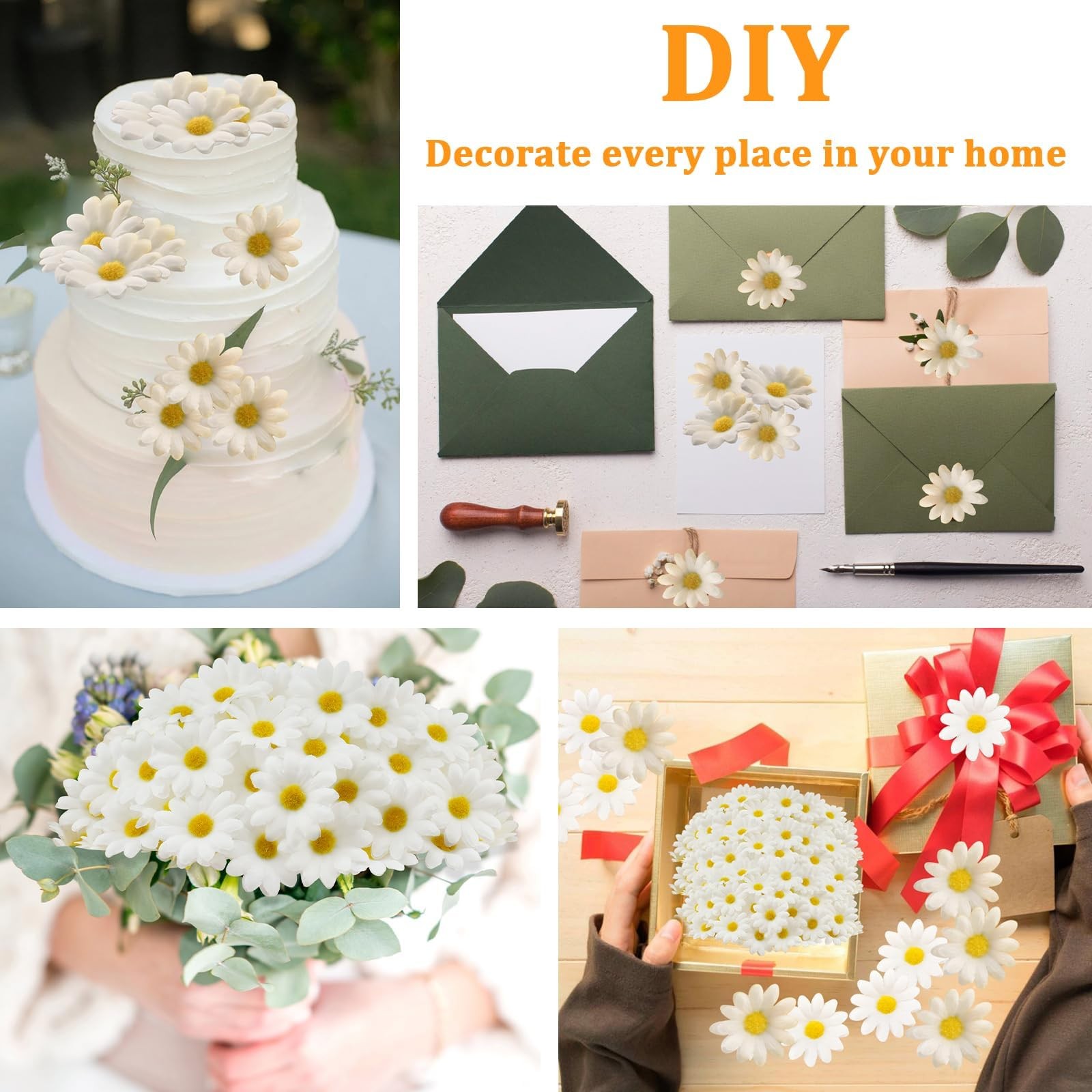 120Pcs Silk Artificial Gerbera Daisy Heads, 1.5 Inch Fabric Fake Chrysanthemum F