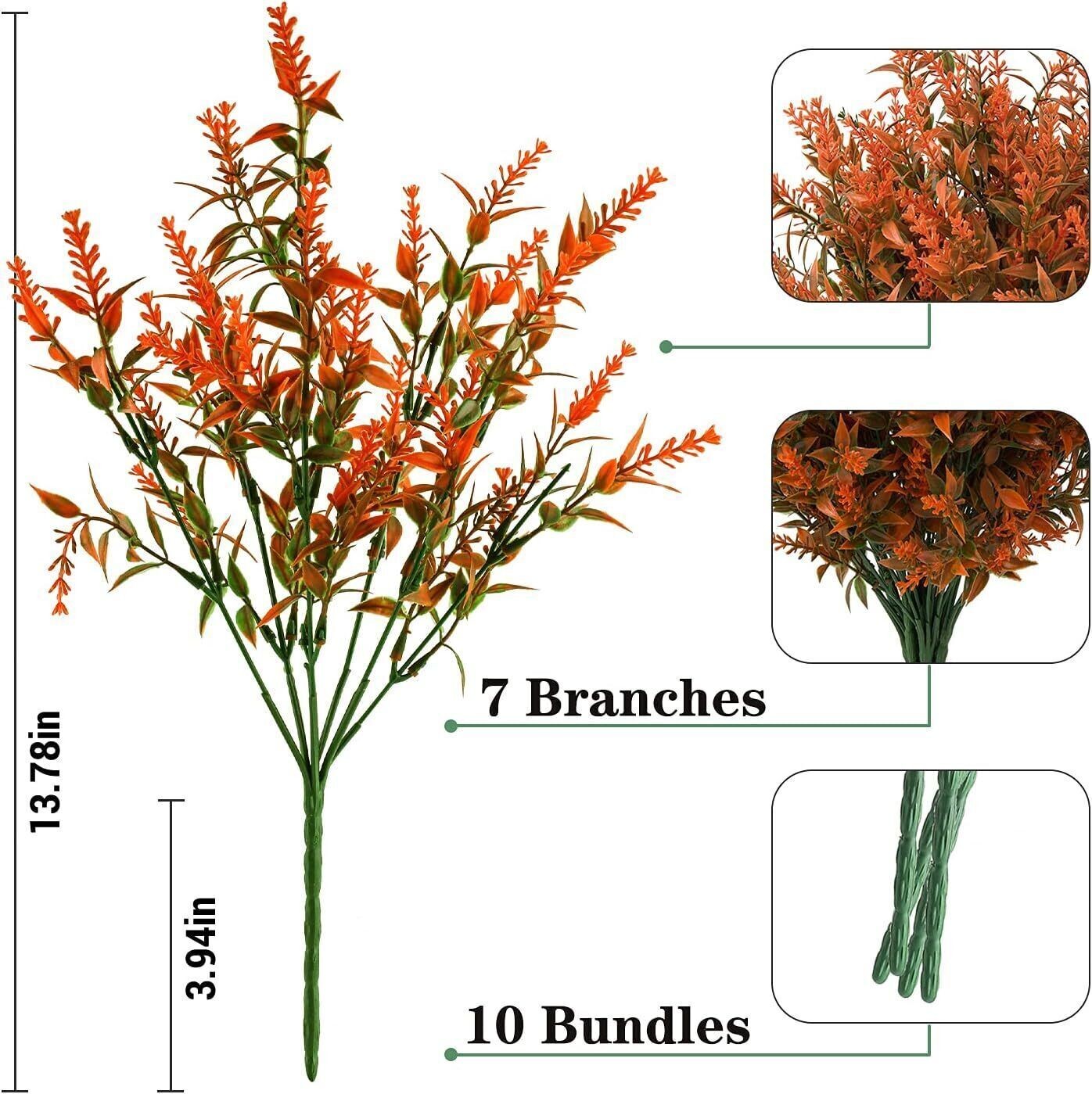 8 Bundles Artificial Flowers Fake Plants Outdoor Yard Garden Wedding Home Decor