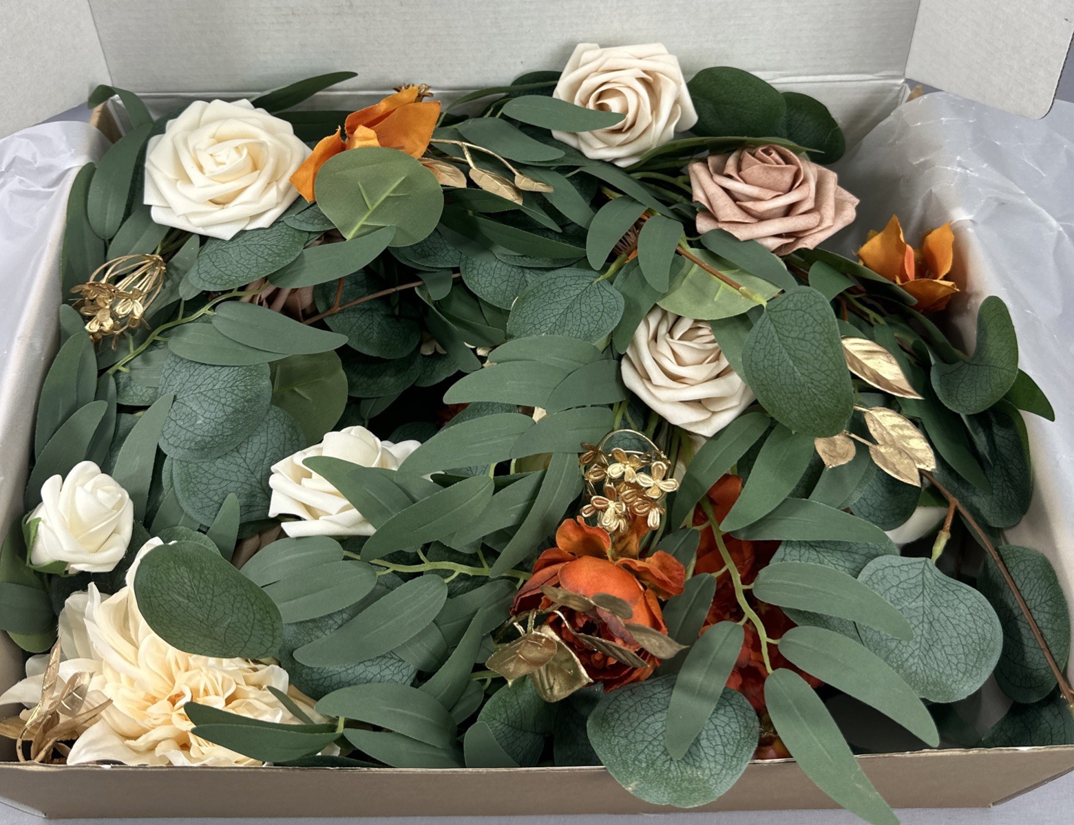 Ling’s Moment Elegant Wedding Eucalyptus Rose Flower Garland All Occasions 6FT