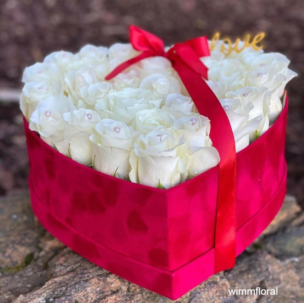 Premium Quality Heart Shaped Velvet Flower Boxes, Set of 3, Liner Included