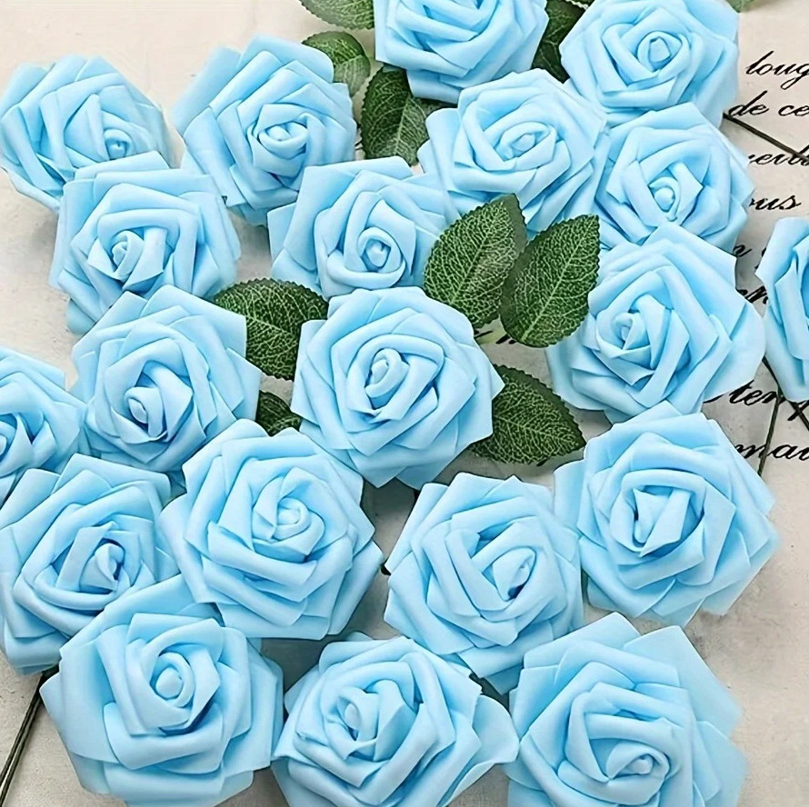 25pcs Artificial Rose Flowers Stem DIY Wedding Bouquet Home Decor Set – NEW