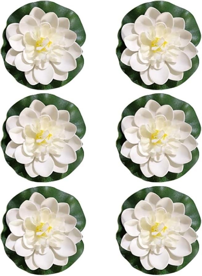 6 Pcs White Artificial Lotus Flowers Large Floating Lotus Flowers Faux Lotus …