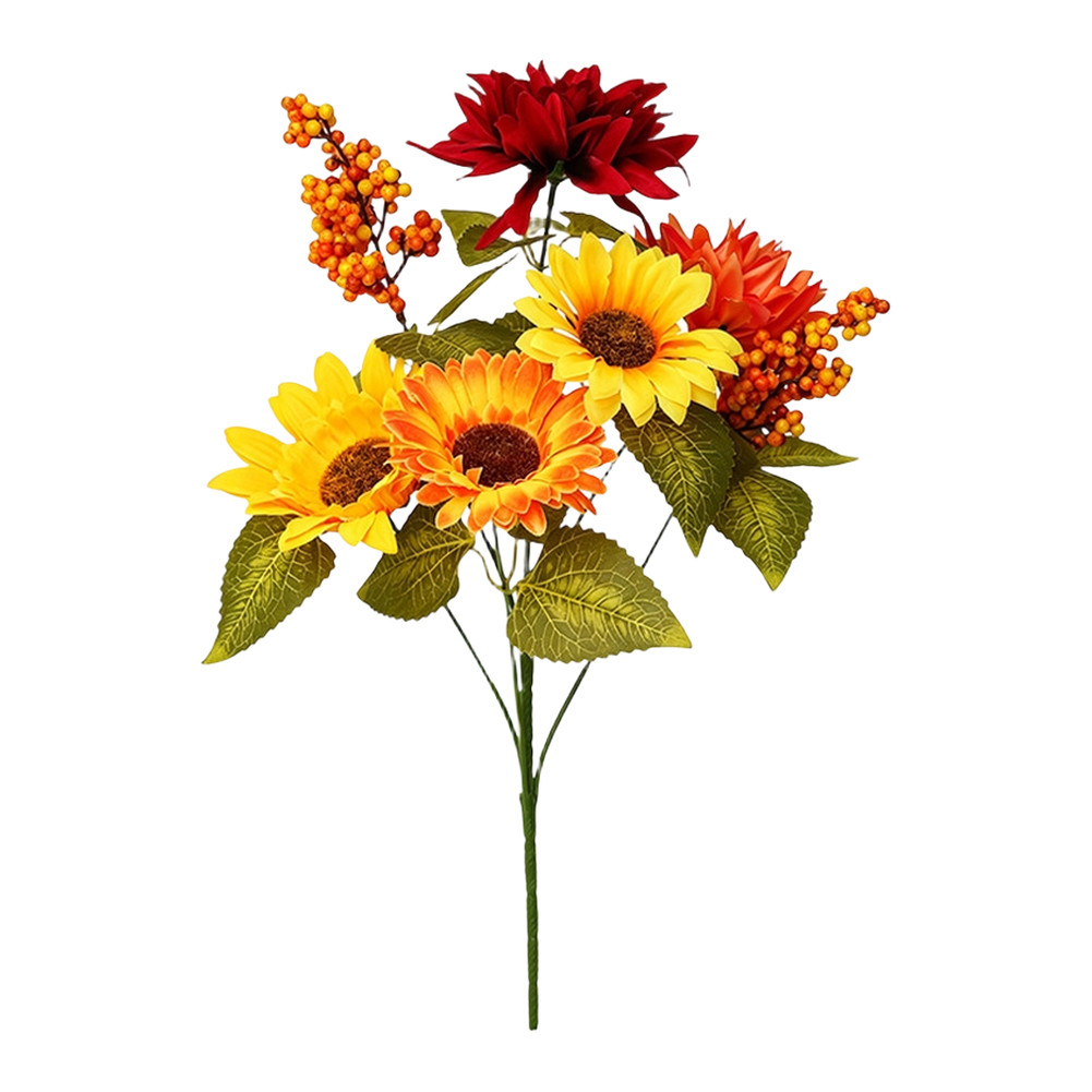 45cm Artificial Floral Arrangement with Sunflowers Dahlias and Berries