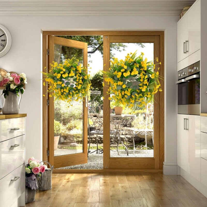 Spring Wreath Colorful Flower Wreath Handmade Plastic Material for Family