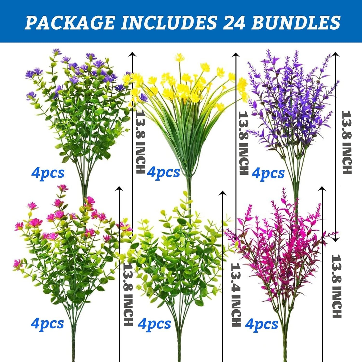 Beautiful Eco-Friendly Artificial Flower Set – 24 Pieces for Any Season Outdoor