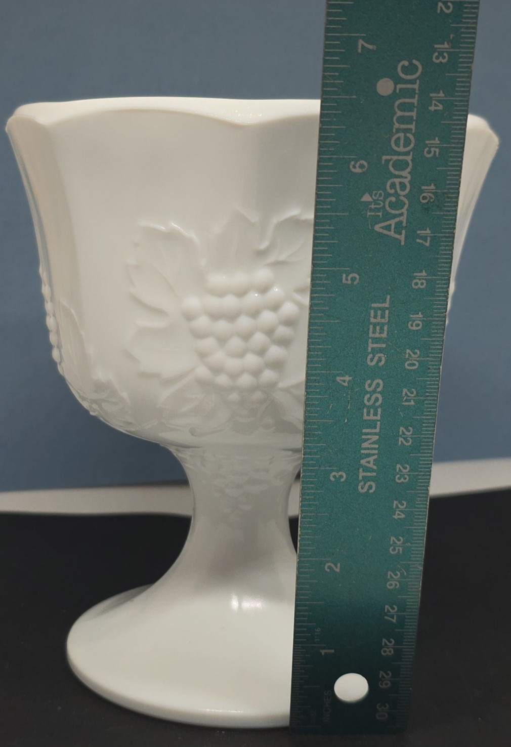 Vintage Milk Glass Lot of 3 Grape Pattern Vases & Compote Set White