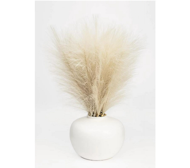 ARTIFICIAL PAMPAS PLANT 14 Inch with White Ceramic Vase