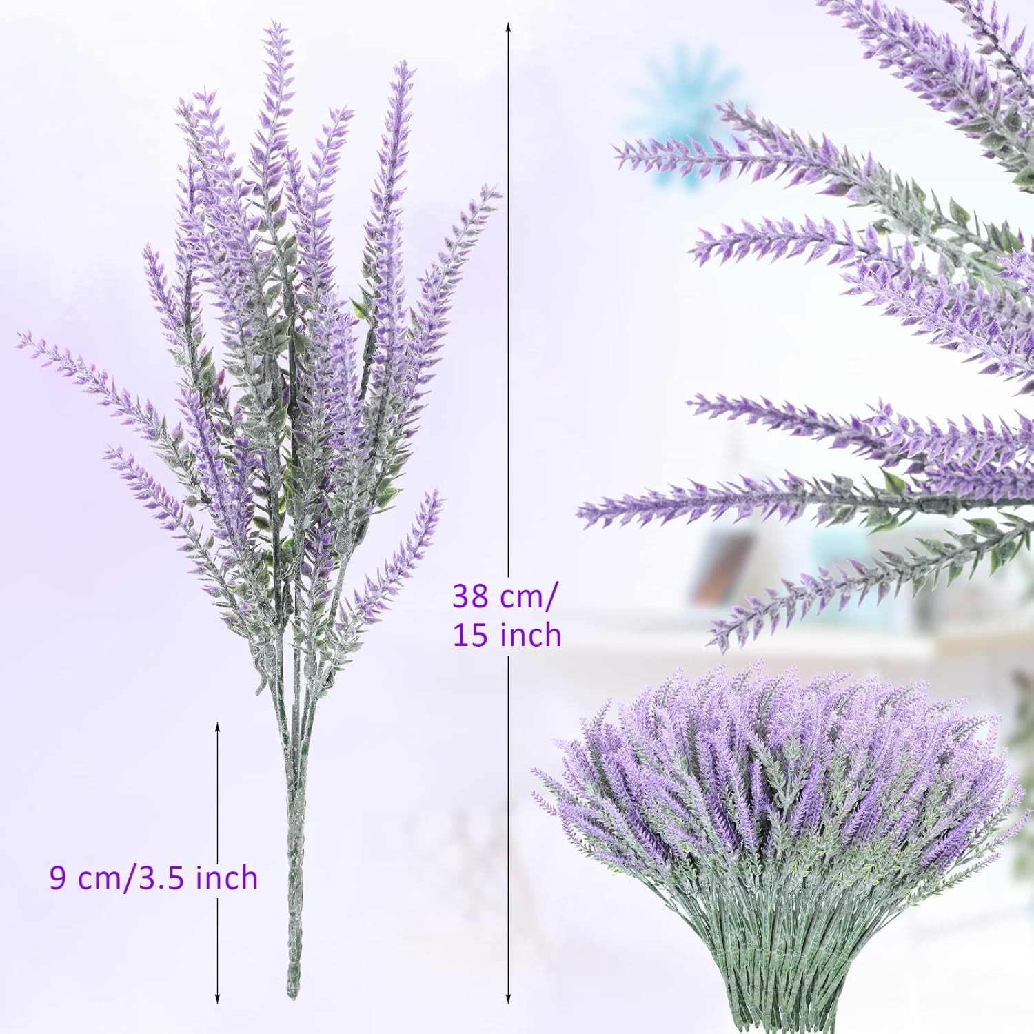 Artificial Lavender Flowers UV Resistant Fake Flower Plants Garden Wedding Decor