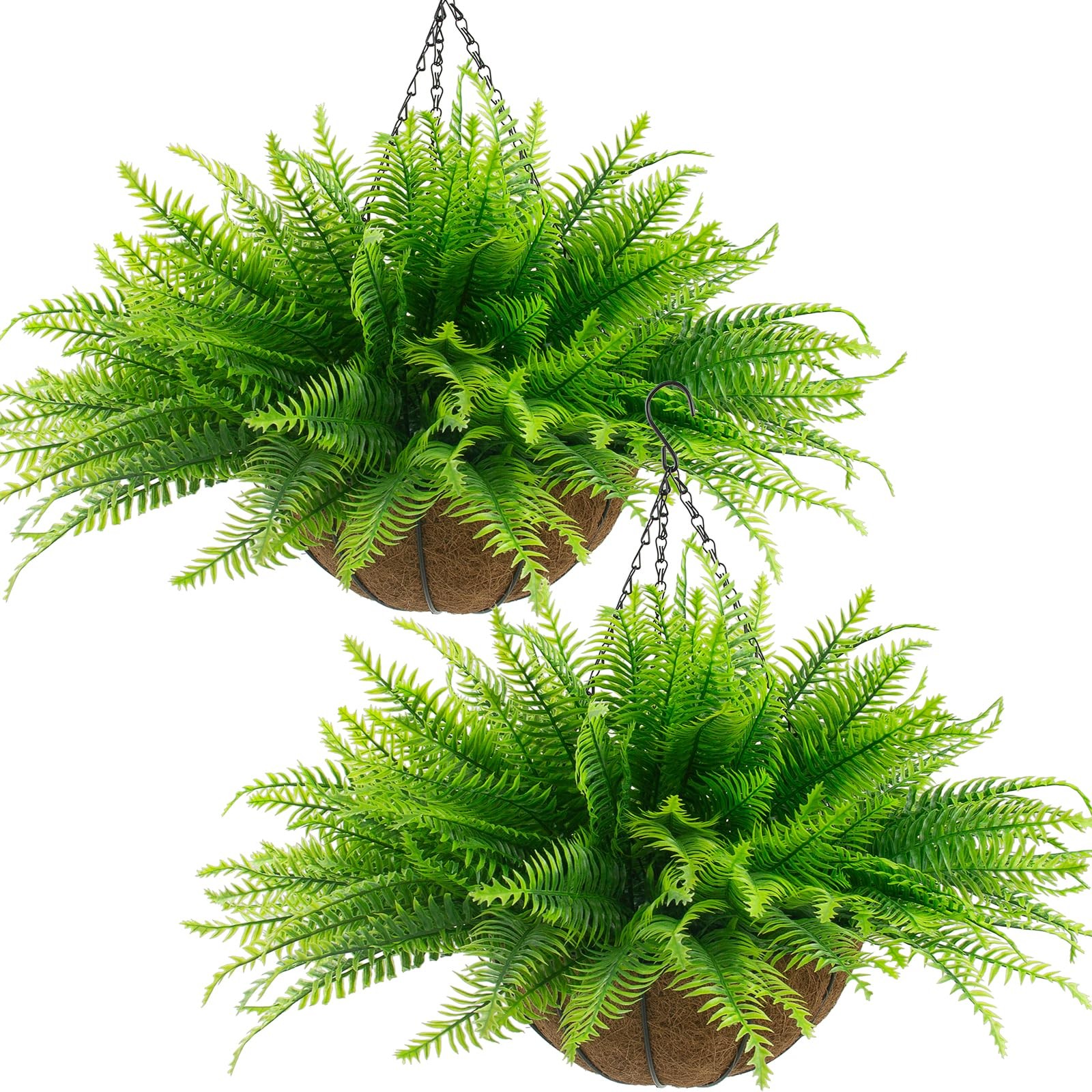 2 Pcs Fake Ferns Plant baskets,Artificial Hanging Plants, 2 Hanging Planters …