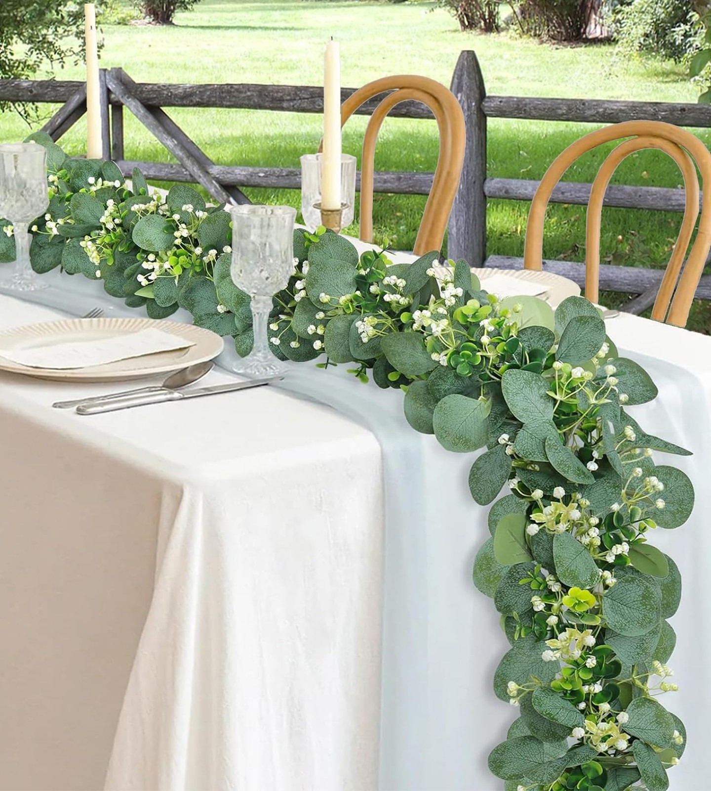 Eucalyptus Garland 6FT Artificial Ivy Greenery Fake Silver Dollar Eucalyptus …