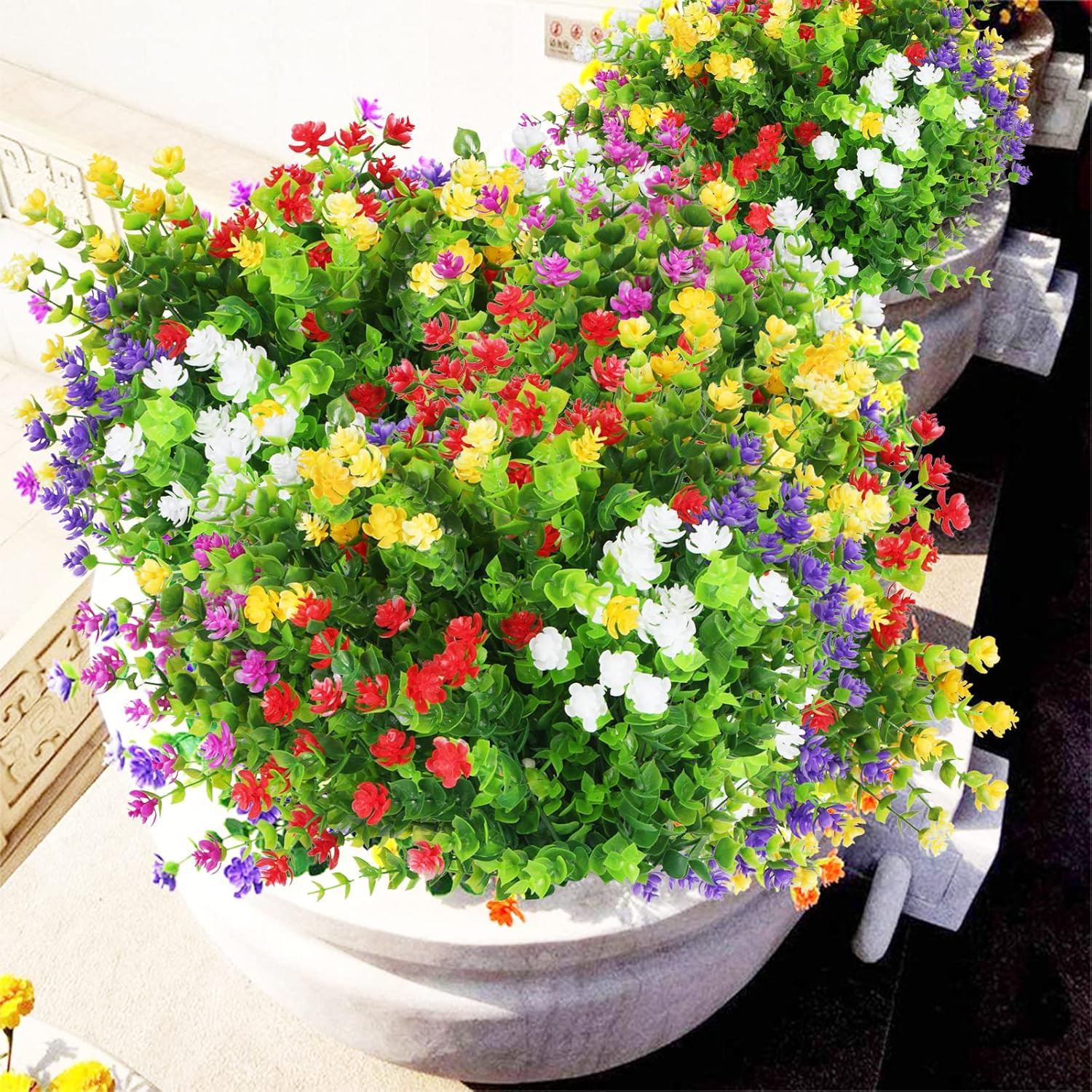 12 Bundle Artificial Flowers for Outdoor UV Resistant Plants, Fall Faux Flowers