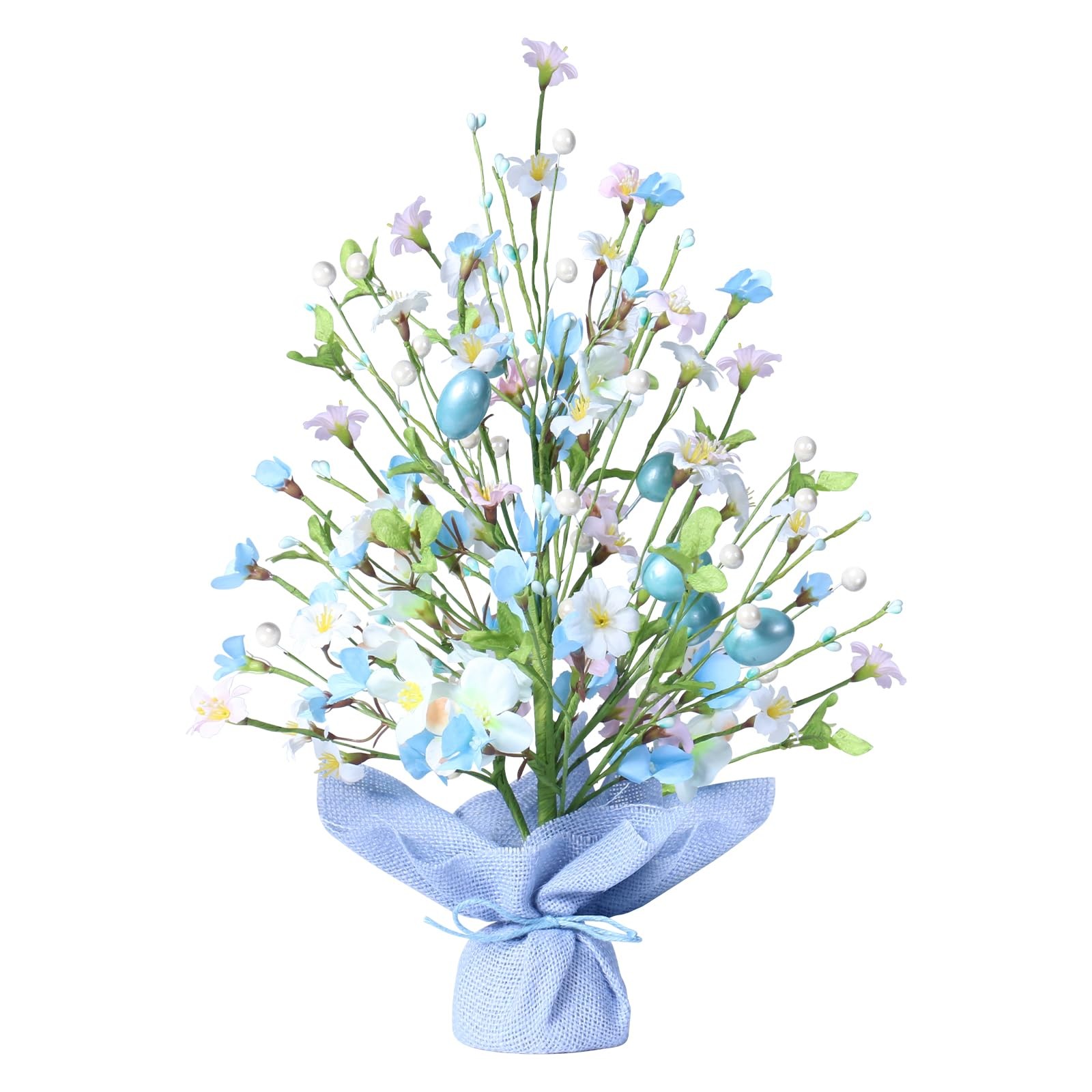 18 Inch Artificial Easter Blue Egg Flower Tree Tabletop Decorations Party