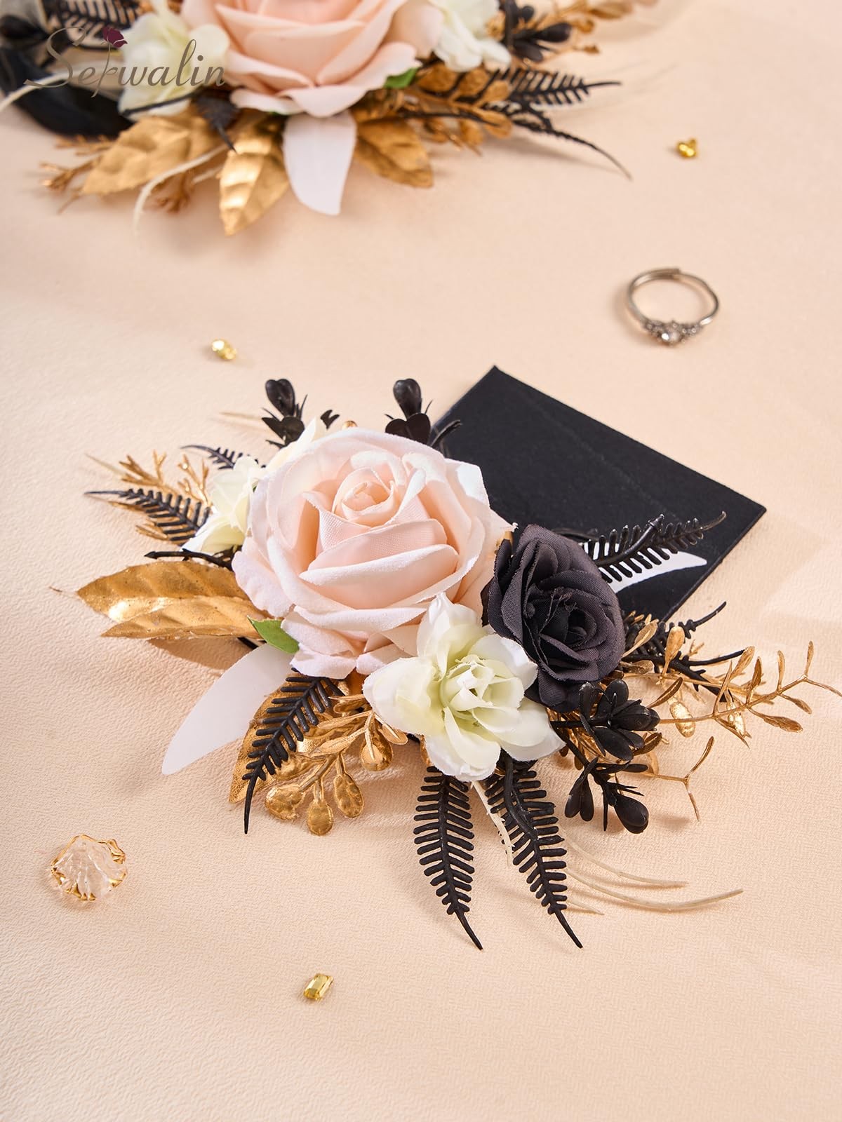 Corsage and Boutonniere Set for Wedding, Prom, Pocket Boutonniere