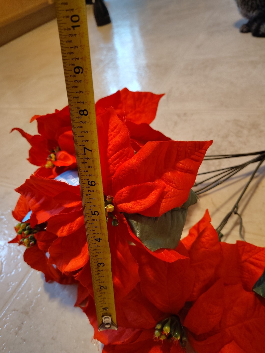 Artificial Poinsettia Deluxe Bushes 2 Bushes Artificial Christmas Flowers Red