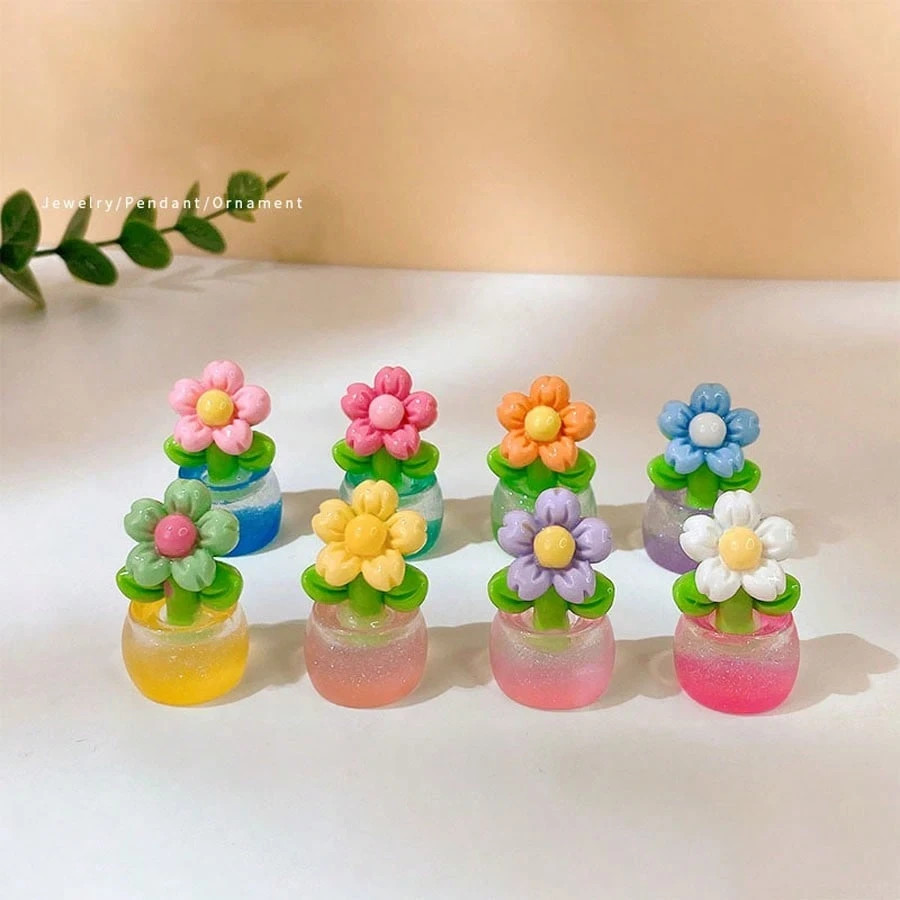 Mini Flower Car Accessories 5Pcs Destop Vase Rear View Mirror Dashboard Decor US