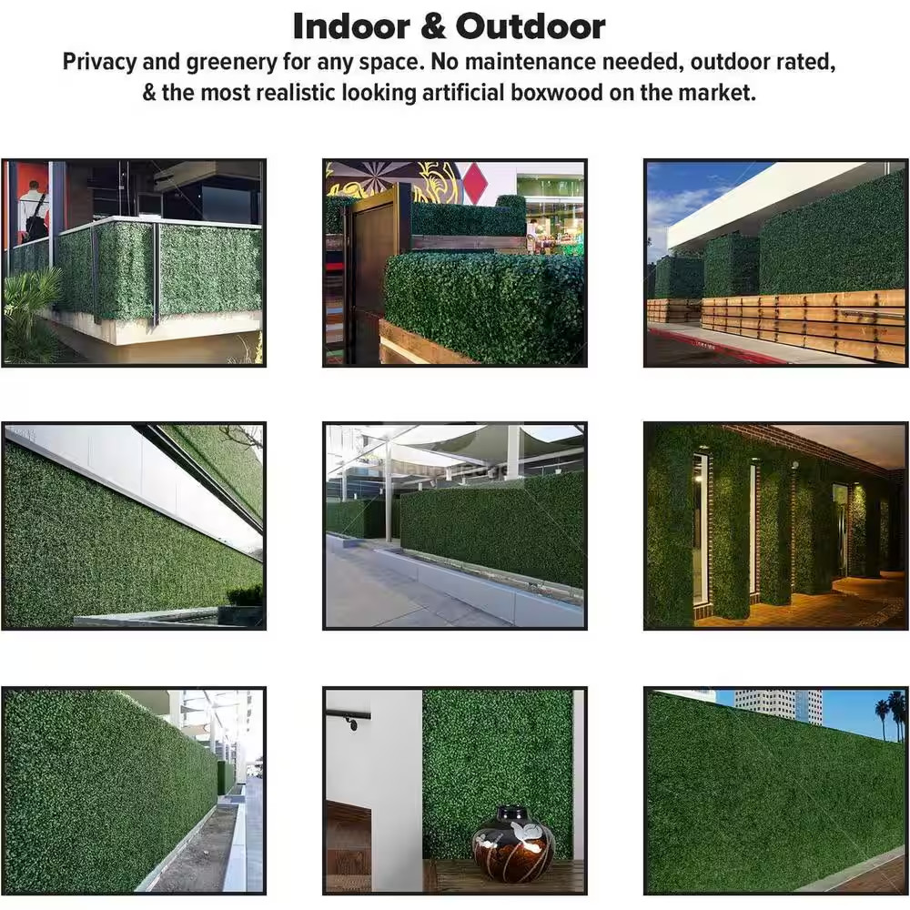 40 In. X 120 In. Artificial Dark Green Boxwood Roll Panels UV Protected for Outd