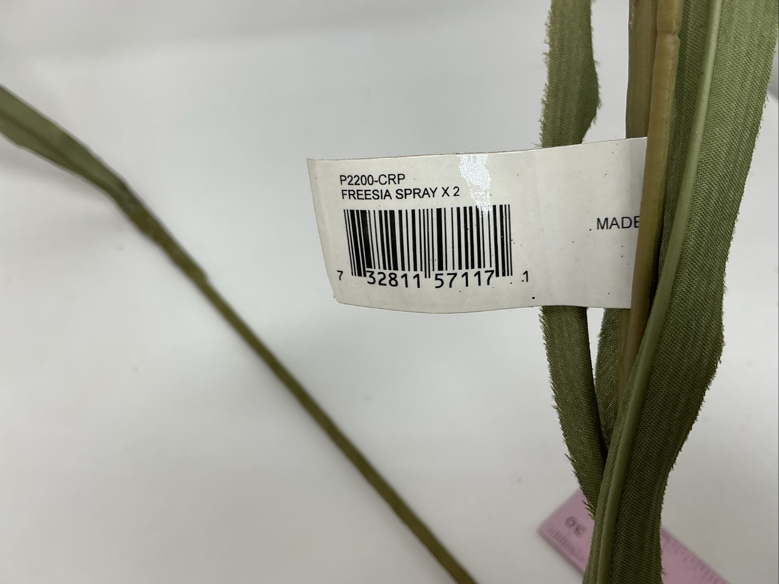 Freesia Spray Floral Pick 30” Long White w Pink Ends 3 Picks Vase Filler NOS