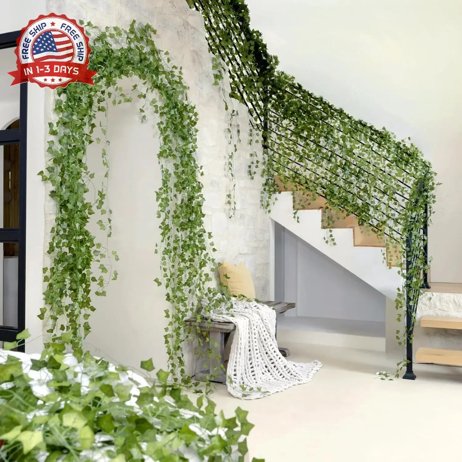 CQURE 24 Pack 168Ft Artificial Ivy Fake Vines,Ivy Garland Greenery Garland Fake