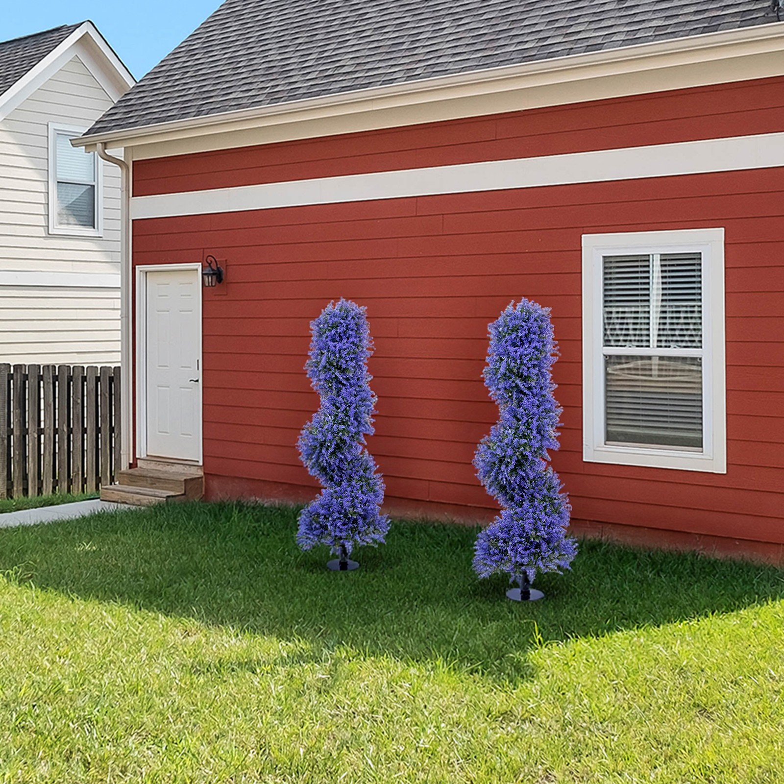 2 Pack Artificial Lavender Trees with Ground Stakes 3FT Outdoor Faux Topiary