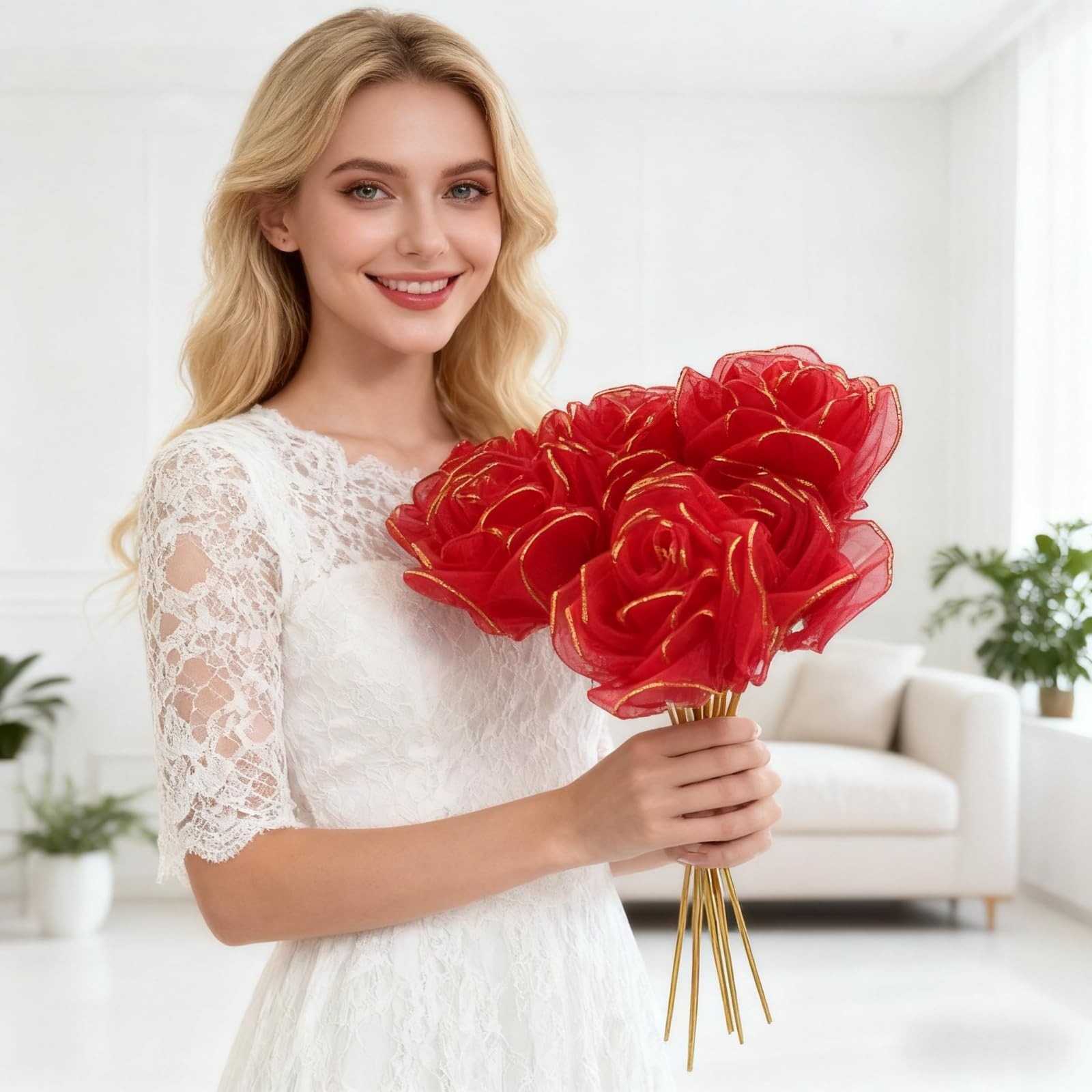 300Pcs Pre-Made Organza Rose Petals Pre-Cut Chiffon Petals for DIY Artificial…