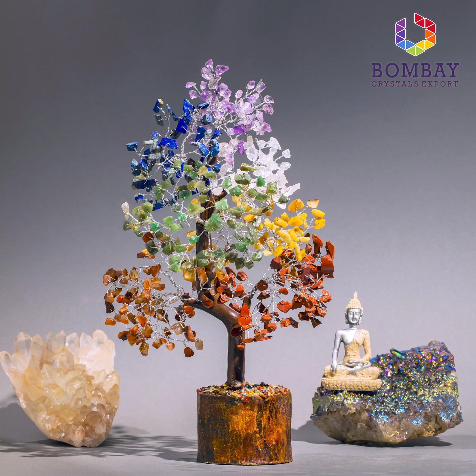 7 Chakra Crystal Tree of Life – Handmade Healing Gemstone Bonsai for Positive…